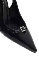 Kadın Siyah Bilekten Tokalı Arkası Açık İnce Topuklu Deri Ayakkabı | Derimod