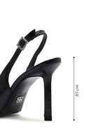 Kadın Siyah Bilekten Tokalı Arkası Açık İnce Topuklu Deri Ayakkabı | Derimod