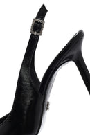 Kadın Siyah Bilekten Tokalı Arkası Açık İnce Topuklu Deri Ayakkabı | Derimod