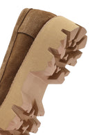 Women's Brown Buckled Thick Soled Suede Leather Masculine Loafer | Derimod