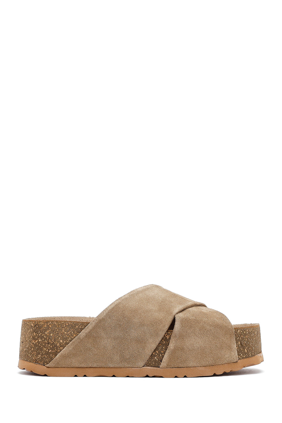 Women's Mink Thick Soled Suede Leather Slippers 25SFD180910 | Derimod