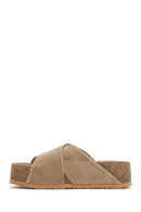 Kadın Vizon Kalın Tabanlı Süet Deri Terlik | Derimod