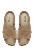 Kadın Vizon Kalın Tabanlı Süet Deri Terlik | Derimod