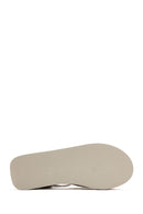 Women's Grey Wedge Heeled Suede Leather Sandals | Derimod