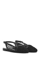 Women's Black Open Back Patterned Ballerinas | Derimod