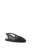 Women's Black Open Back Patterned Ballerinas | Derimod