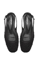Women's Black Open Back Patterned Ballerinas | Derimod