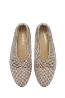 Kadın Bej Taşlı Deri Babet | Derimod