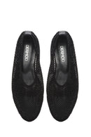 Kadın Siyah Taşlı Deri Babet | Derimod