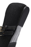 Kadın Siyah Çift Tokalı Hasır Deri Babet | Derimod