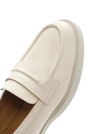 Women's Cream Leather Masculine Loafer | Derimod