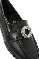 Kadın Siyah Tokalı Deri Maskülen Loafer | Derimod