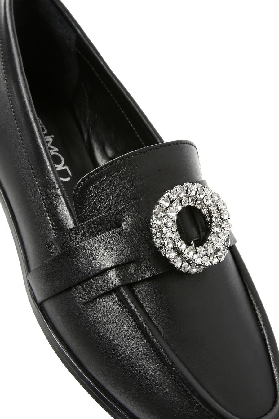 Kadın Siyah Tokalı Deri Maskülen Loafer