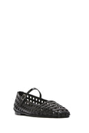 Kadın Siyah Bantlı Rugan Deri Babet | Derimod