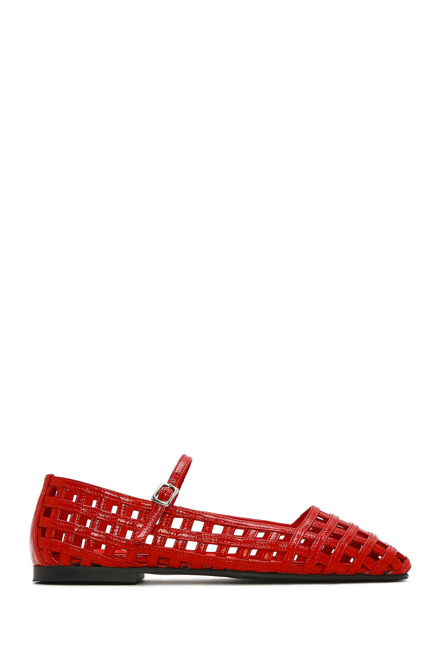 Women's Red Banded Patent Leather Ballerinas 25SFD182516 | Derimod