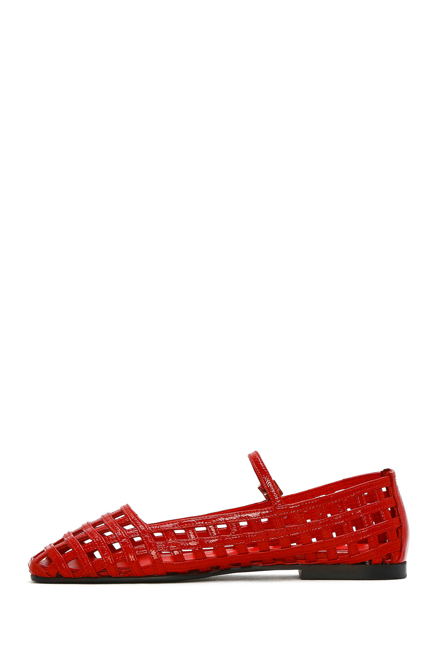 Women's Red Banded Patent Leather Ballerinas