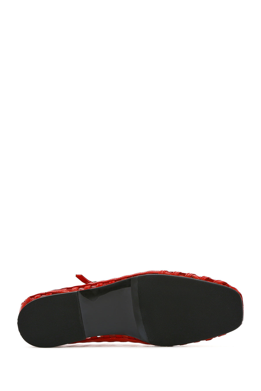 Women's Red Banded Patent Leather Ballerinas