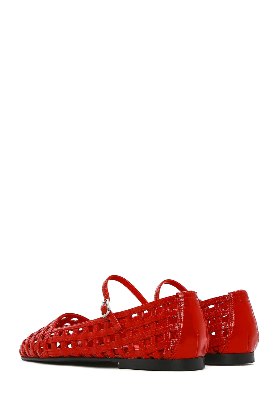 Women's Red Banded Patent Leather Ballerinas