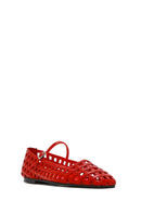 Kadın Kırmızı Bantlı Rugan Deri Babet | Derimod