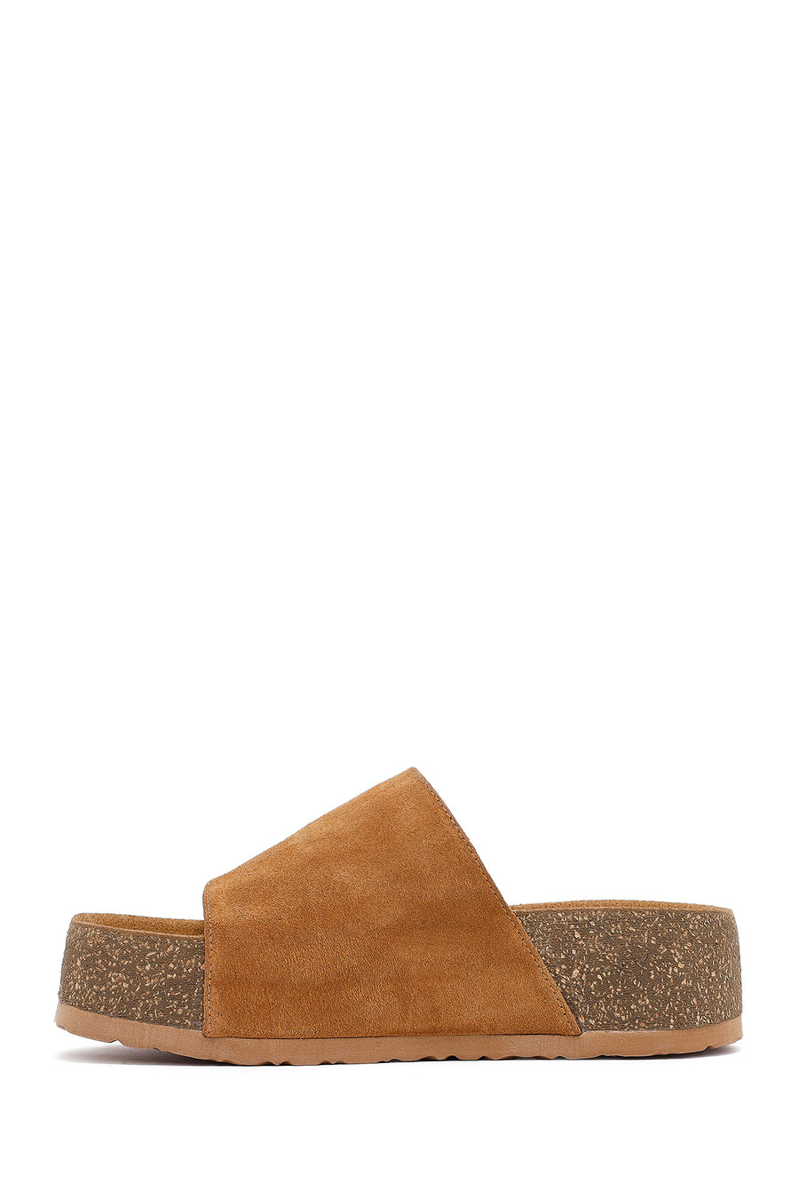 Woman Tan Thick-Soled Suede Leather Slipper