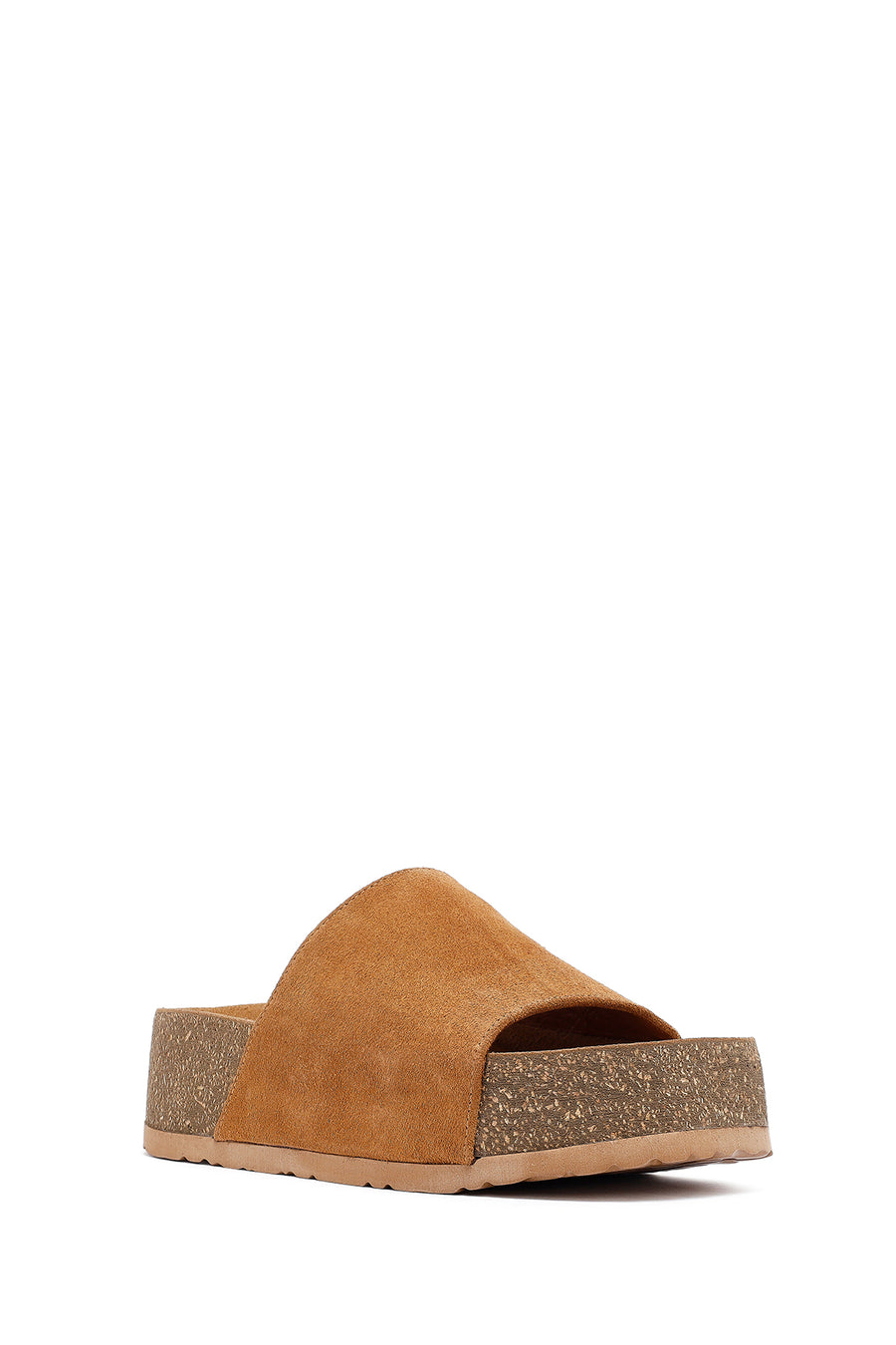 Woman Tan Thick-Soled Suede Leather Slipper