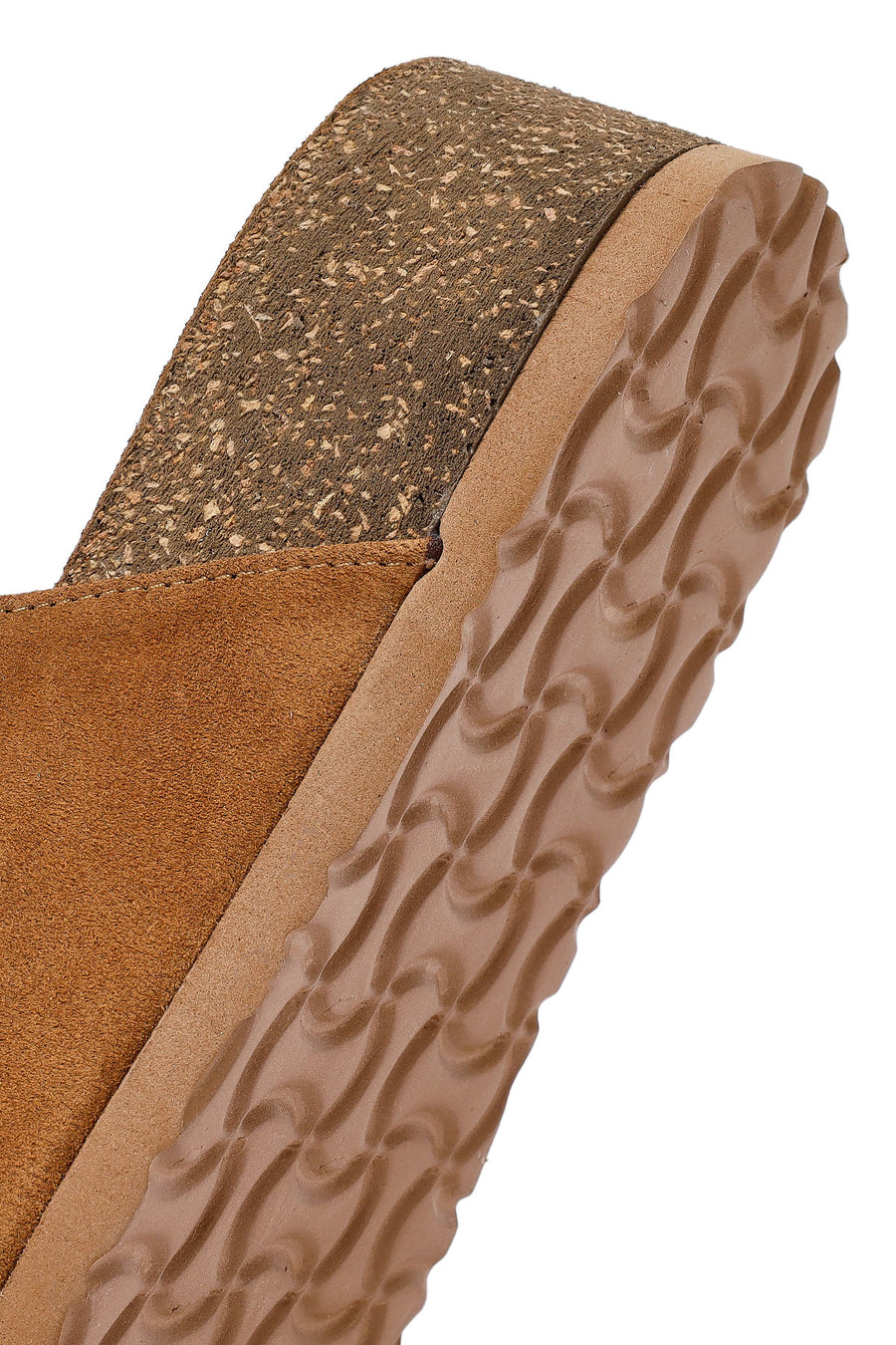 Woman Tan Thick-Soled Suede Leather Slipper