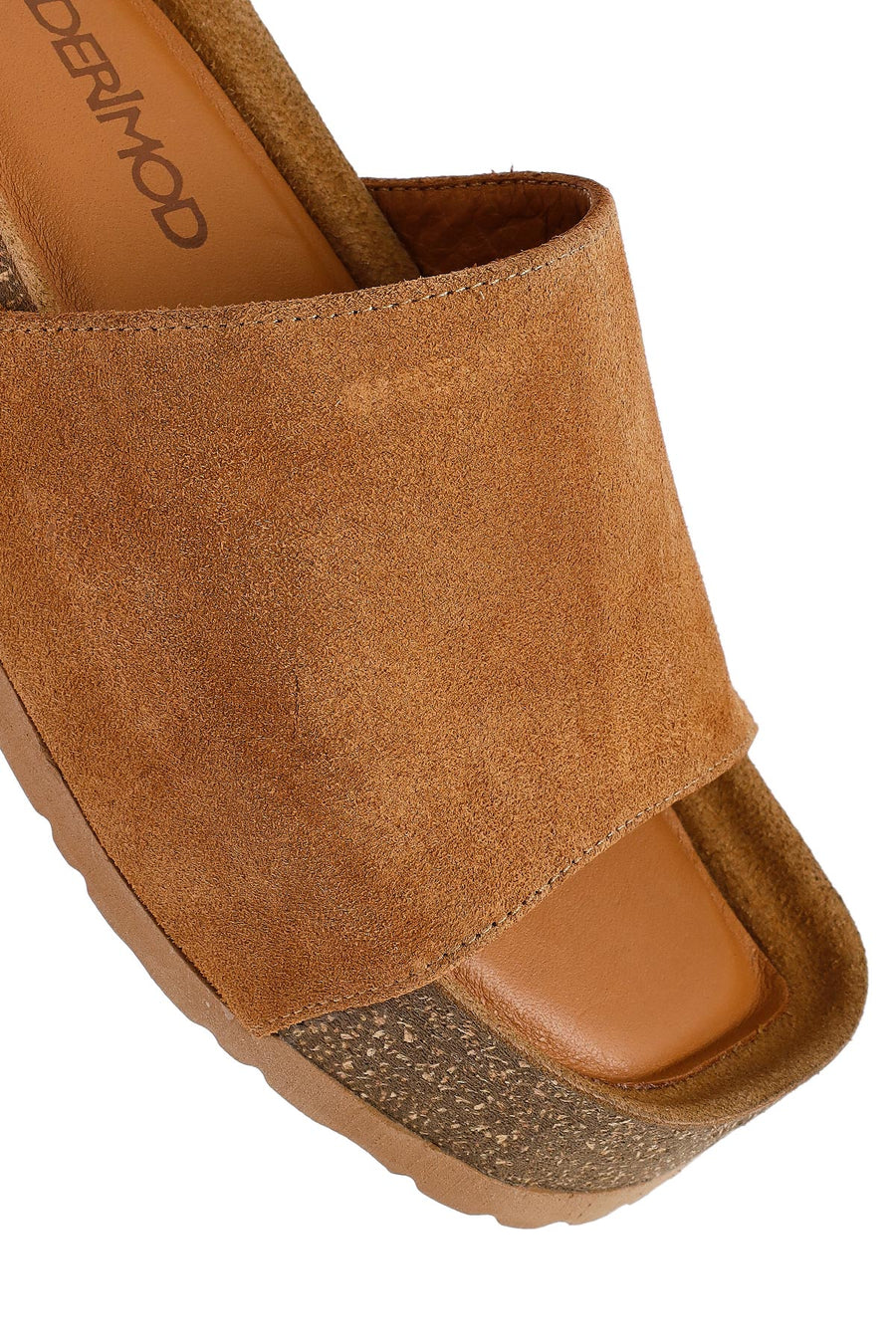 Woman Tan Thick-Soled Suede Leather Slipper