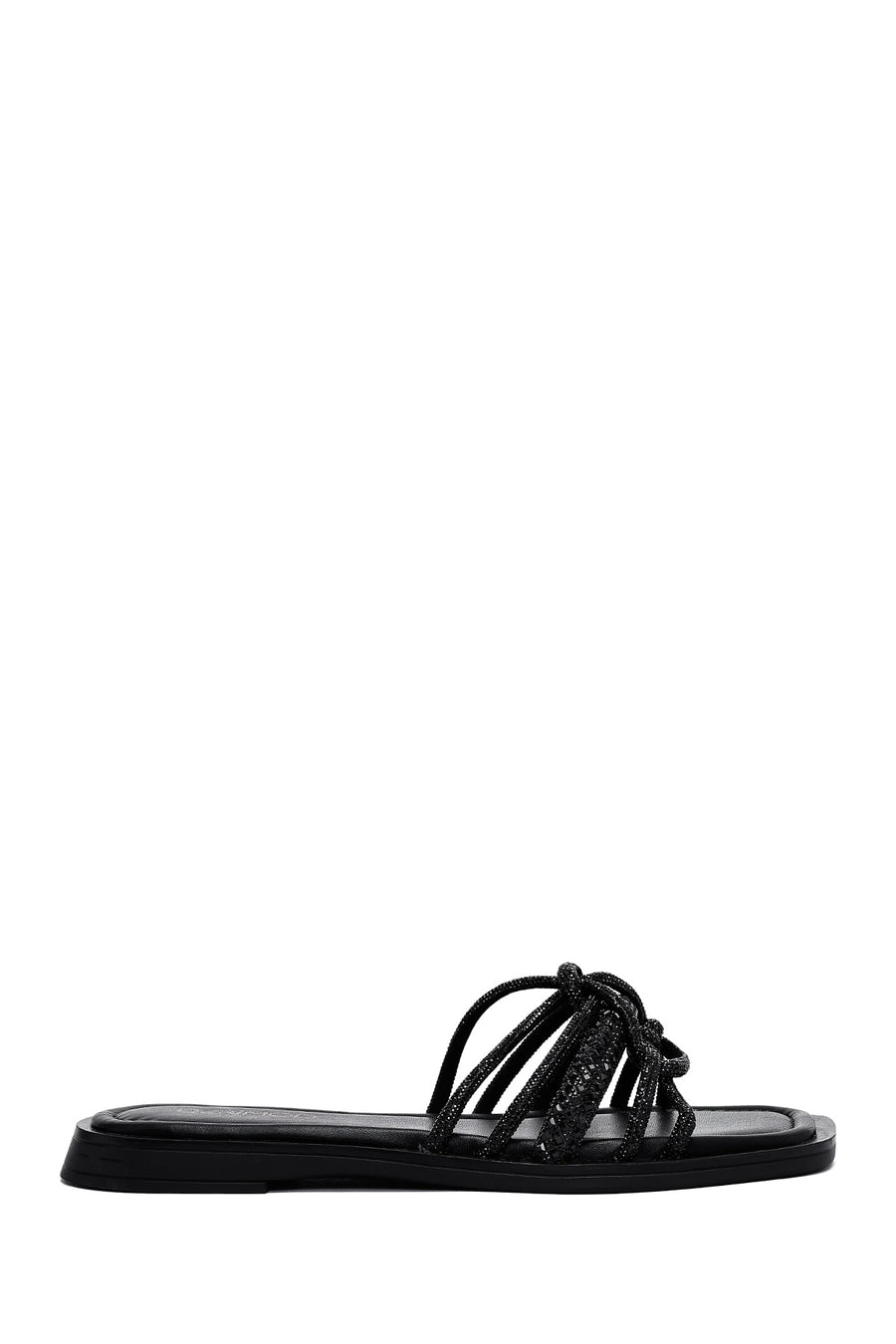 Women's Black Stoned Leather Slippers 25SFD1829TS | Derimod