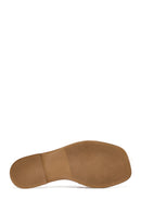 Women's Pink Stoned Leather Slippers | Derimod