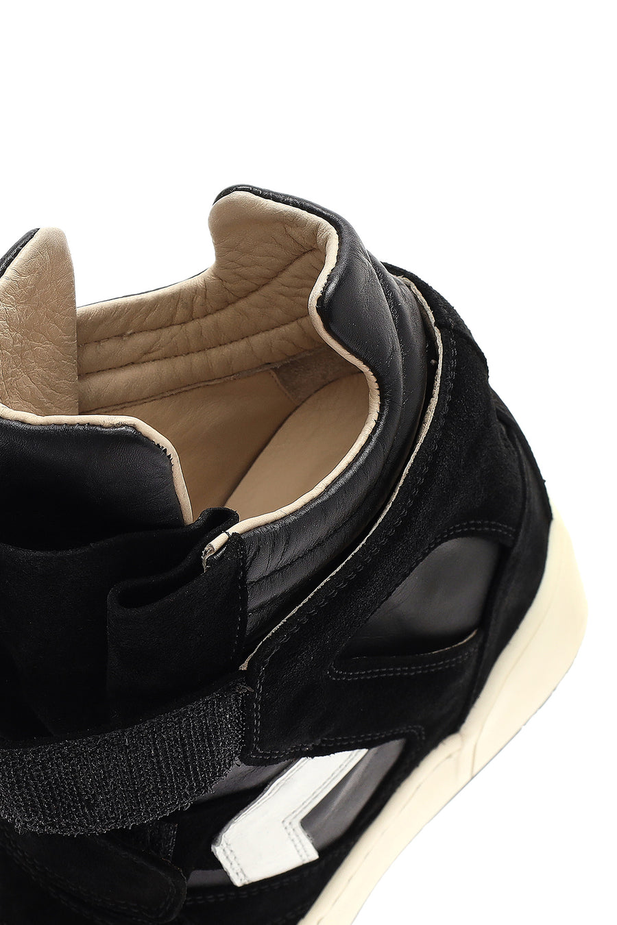 Women's Black Strappy Wedge Heel Leather Sneakers