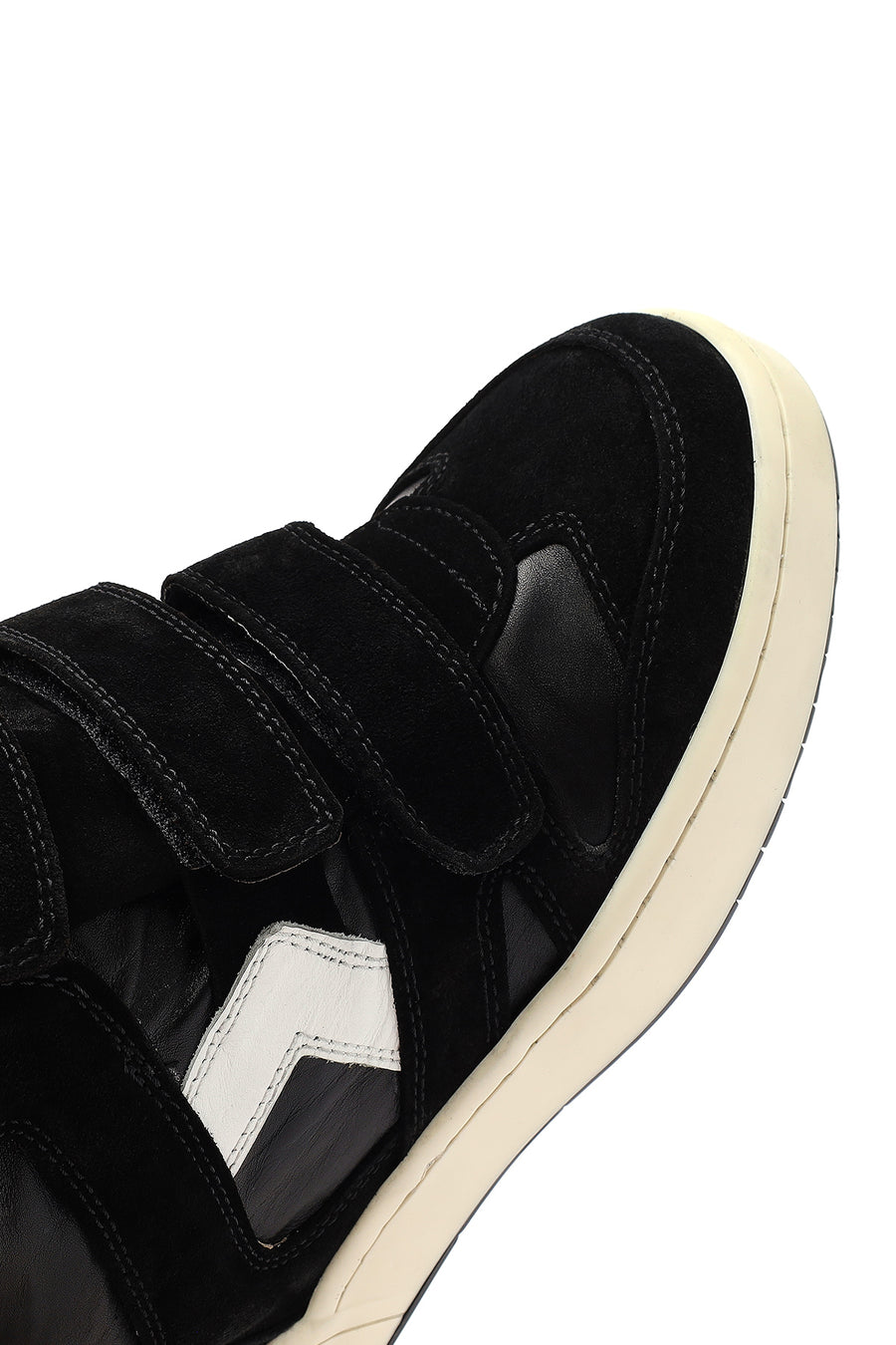 Women's Black Strappy Wedge Heel Leather Sneakers