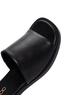 Women's Black Casual Leather Slippers | Derimod
