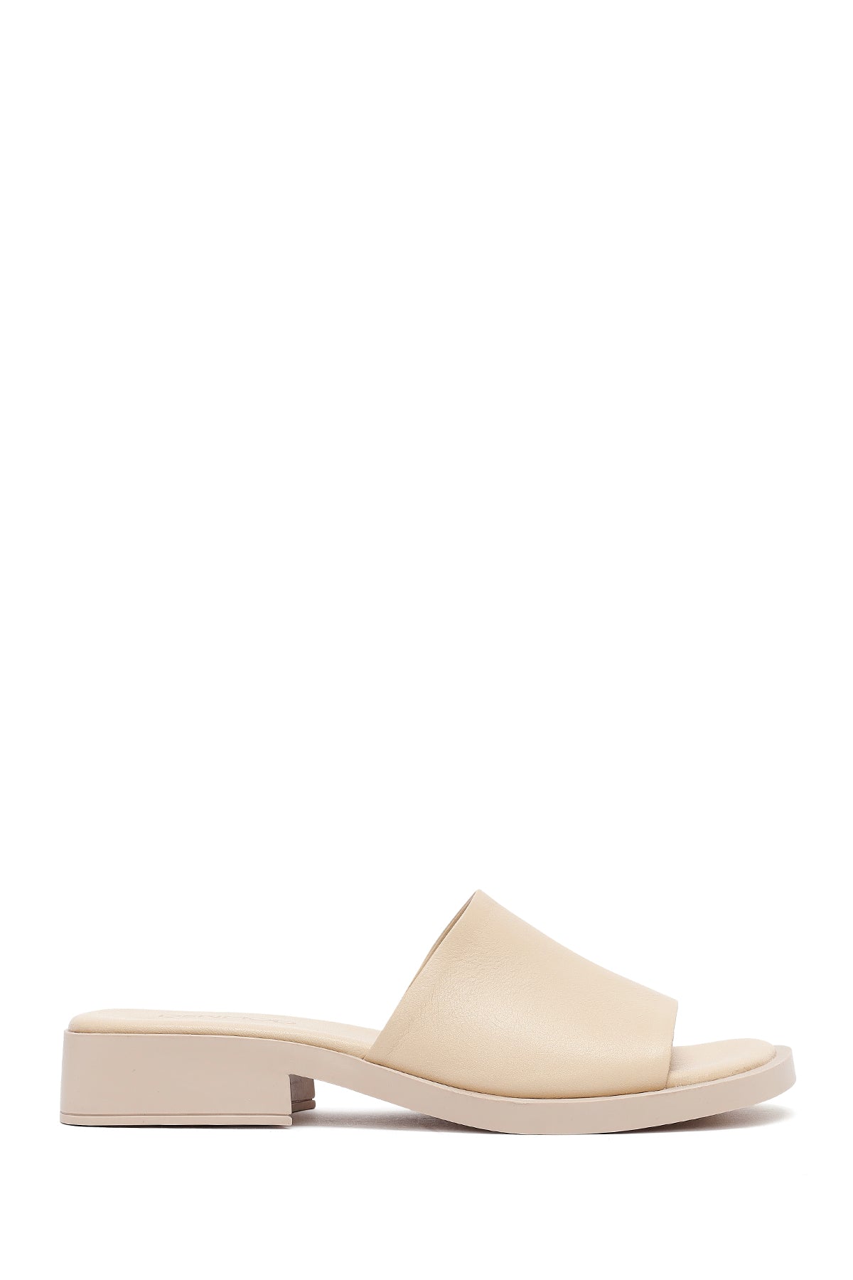 Women's Cream Casual Leather Slippers 25SFD200018 | Derimod