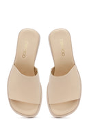 Women's Cream Casual Leather Slippers | Derimod