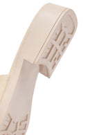 Women's Cream Casual Leather Slippers | Derimod