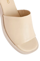 Women's Cream Casual Leather Slippers | Derimod