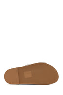 Women's Beige Buckle Suede Leather Slippers | Derimod