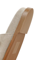 Women's Beige Buckle Suede Leather Slippers | Derimod