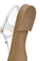 Kadın Beyaz Parmak Arası Rugan Deri Sandalet | Derimod