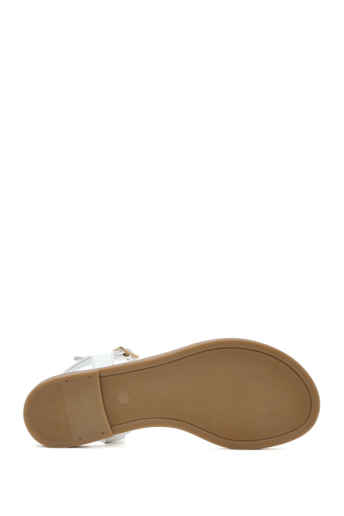 Kadın Beyaz Parmak Arası Rugan Deri Sandalet