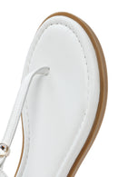 Kadın Beyaz Parmak Arası Rugan Deri Sandalet | Derimod