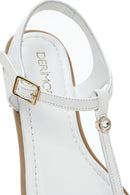 Kadın Beyaz Parmak Arası Rugan Deri Sandalet | Derimod