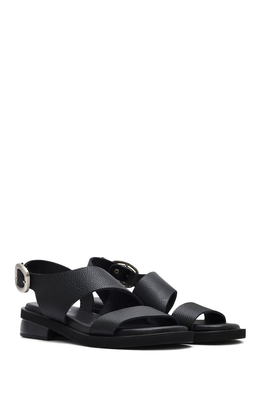 
Women's Black Buckled Leather Sandal
