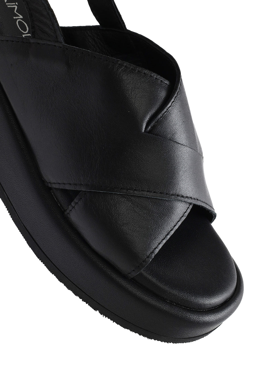 
Women's Black Ankle Buckle Thick Sole Leather Sandal
