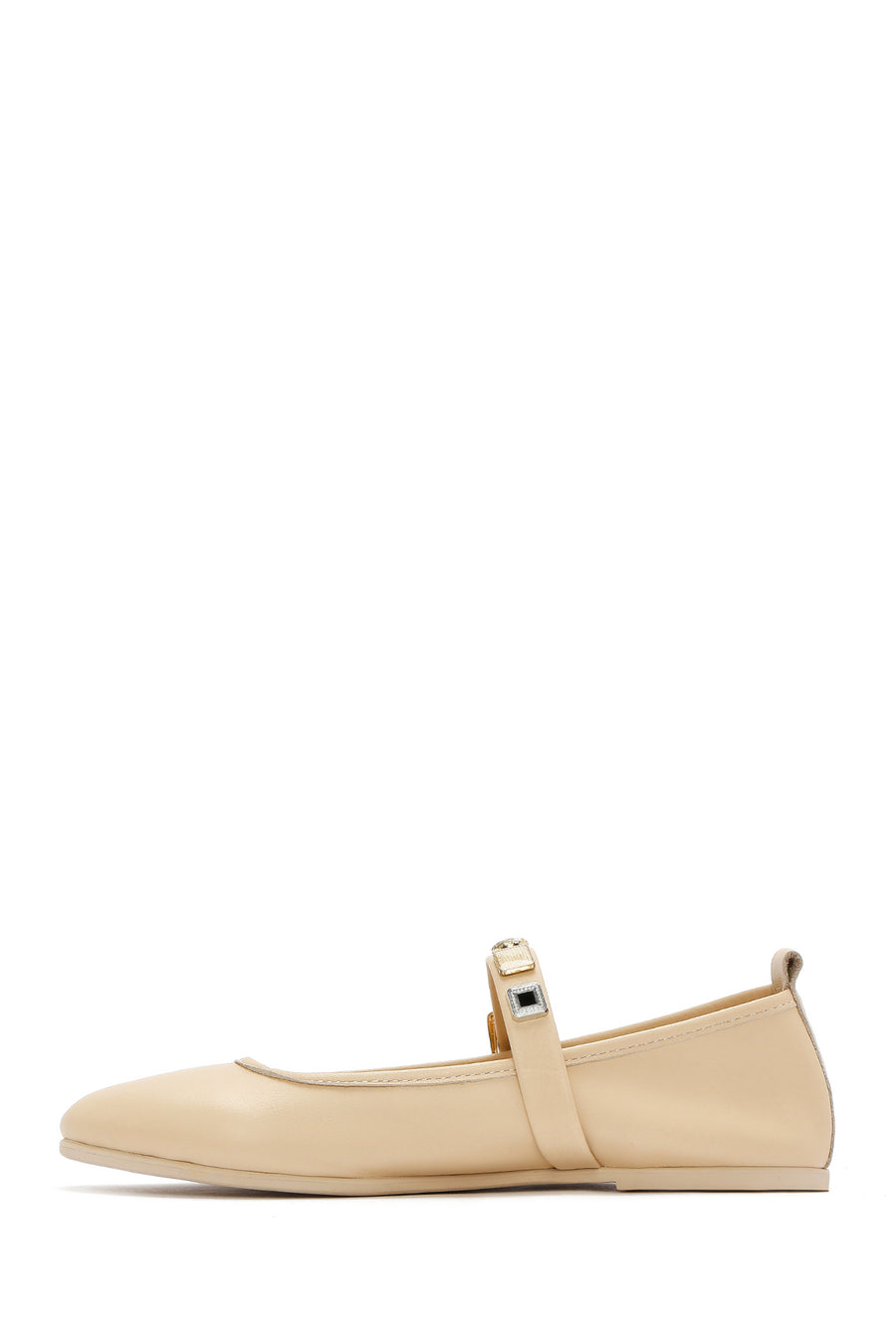 Women's Cream Buckled Leather Ballerinas