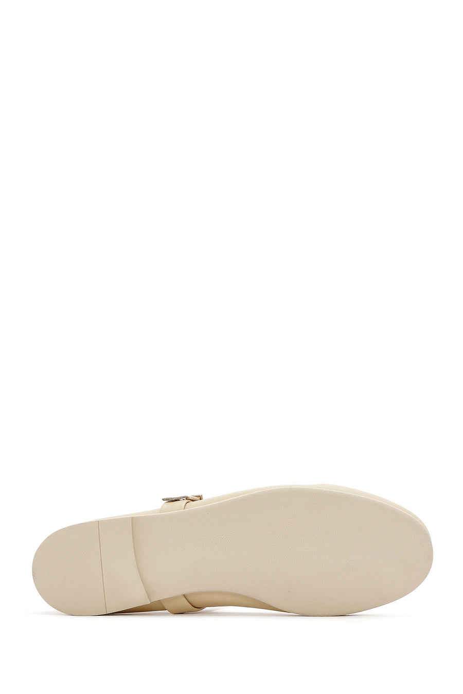 Women's Cream Buckled Leather Ballerinas