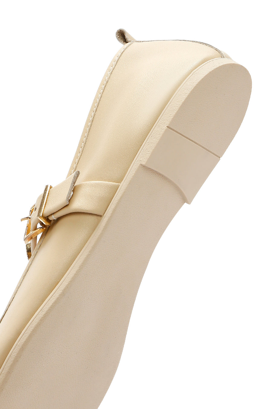 Women's Cream Buckled Leather Ballerinas