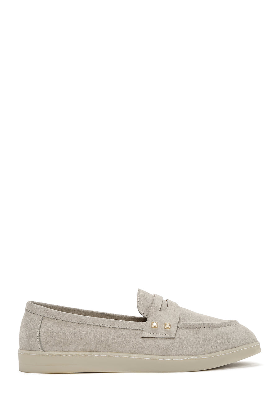 Women's Mink Stone Detailed Suede Leather Loafer 25SFD202210 | Derimod