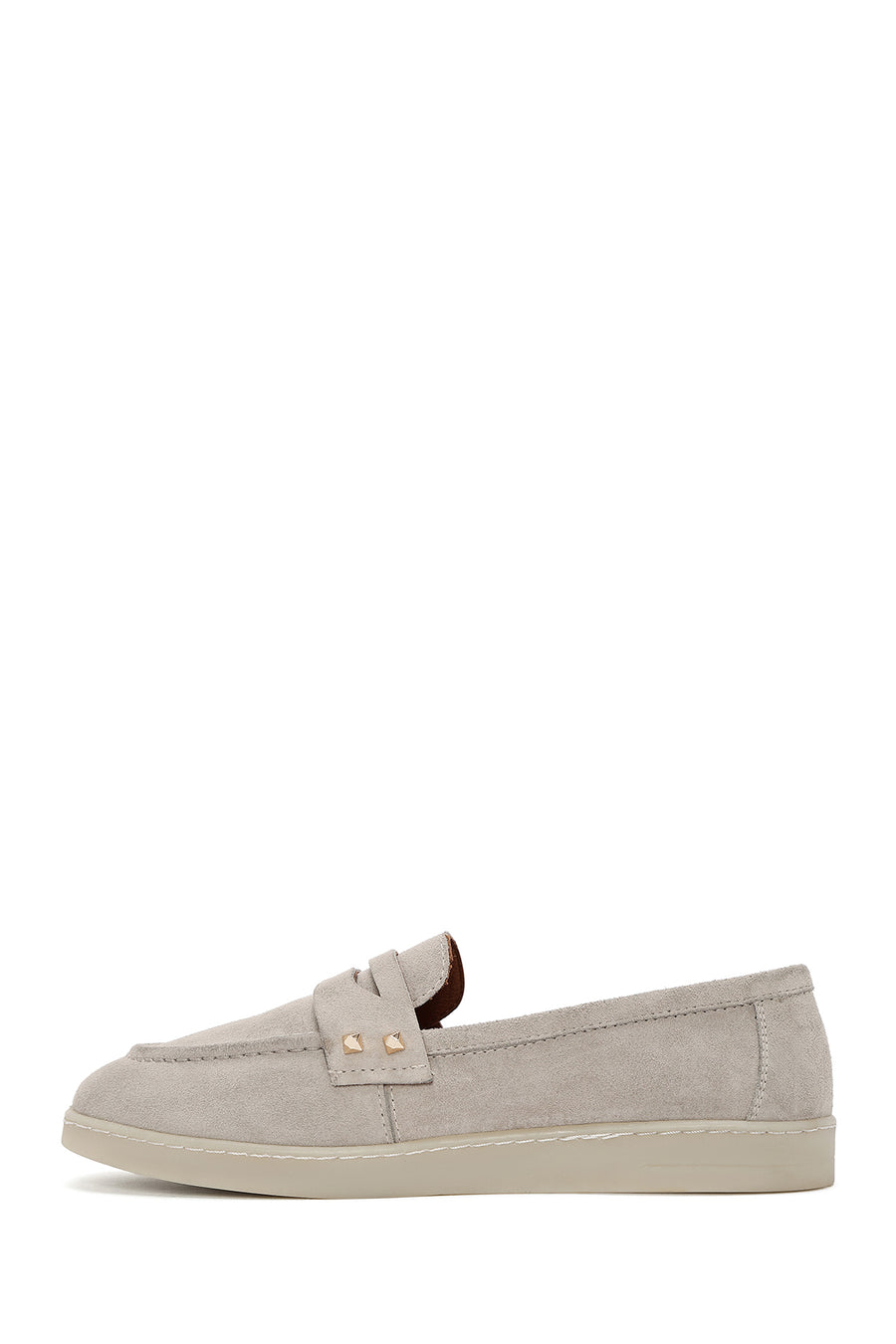 Women's Mink Stone Detailed Suede Leather Loafer