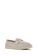 Kadın Vizon Taş Detaylı Süet Deri Loafer | Derimod